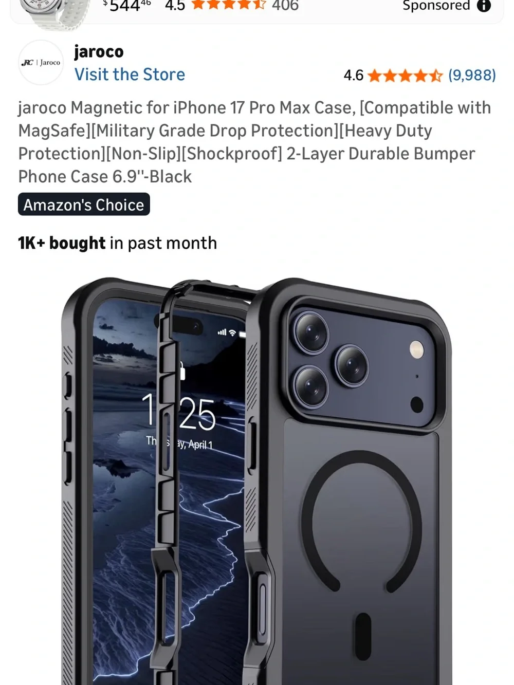 Black MagSafe-Compatible Protective IPhone 17 Pro Max Case